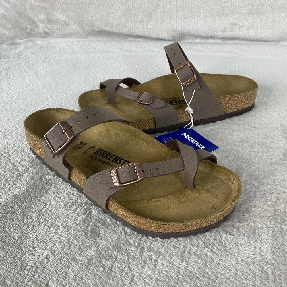 Birkenstock Mayari Sandals Womens US 7 EU 38 Mocca Birko-Flor Regular Fit NEW